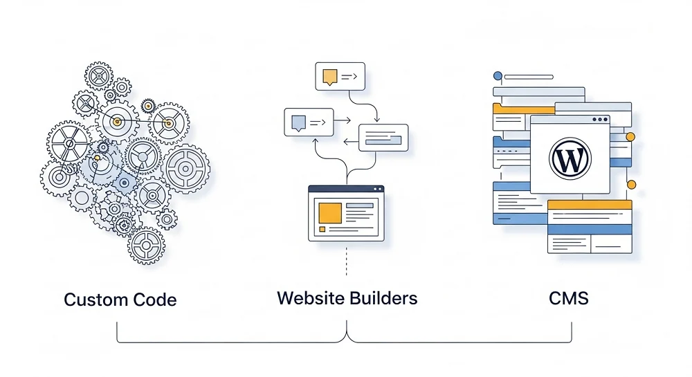 مقایسه وردپرس، سایت سازها و کدنویسی اختصاصی برای طراحی سایت
