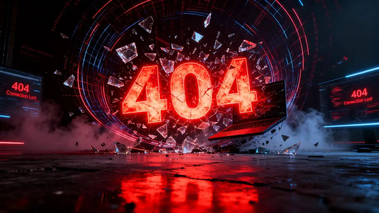 صفحه 404 در گوشی و لپ‌تاپ شکسته، نماد سایت ازکارافتاده و کسب‌وکار نابود